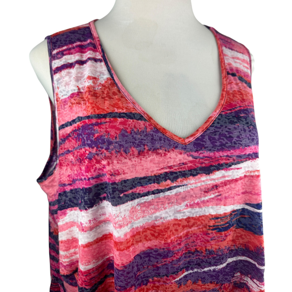 ✨2/$20 NWT Catherines Sleeveless Tiered Top Semi Sheer Purple Pink Plus Size 3X - Picture 7 of 12